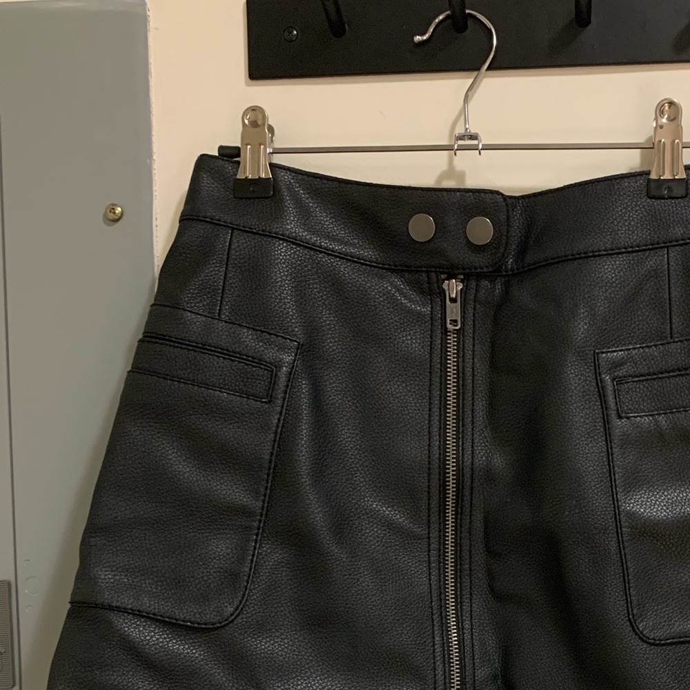FP leather zip up mini skirt